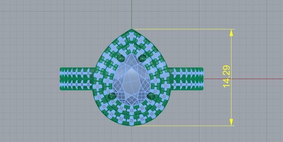 Ring with stones N01367 3D print model_8