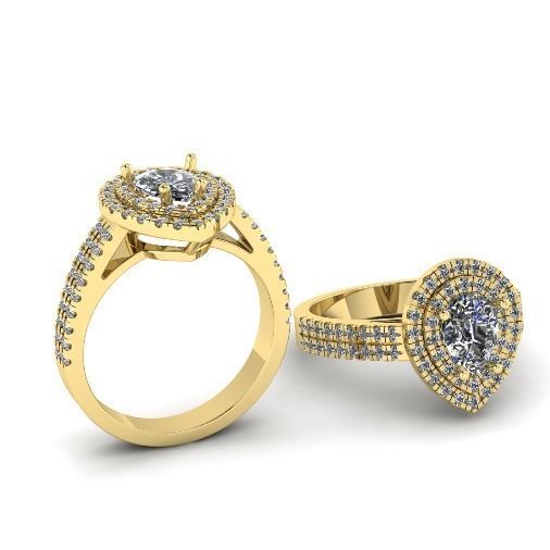 Ring with stones N01367 3D print model_3