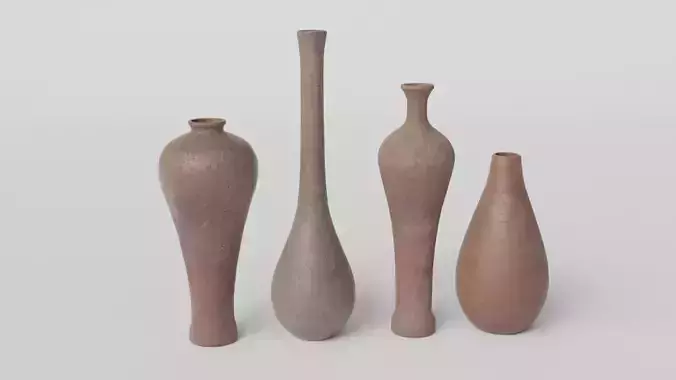 LowPoly Antique Vase Set 4K GameReady Asset Low-poly 3D model