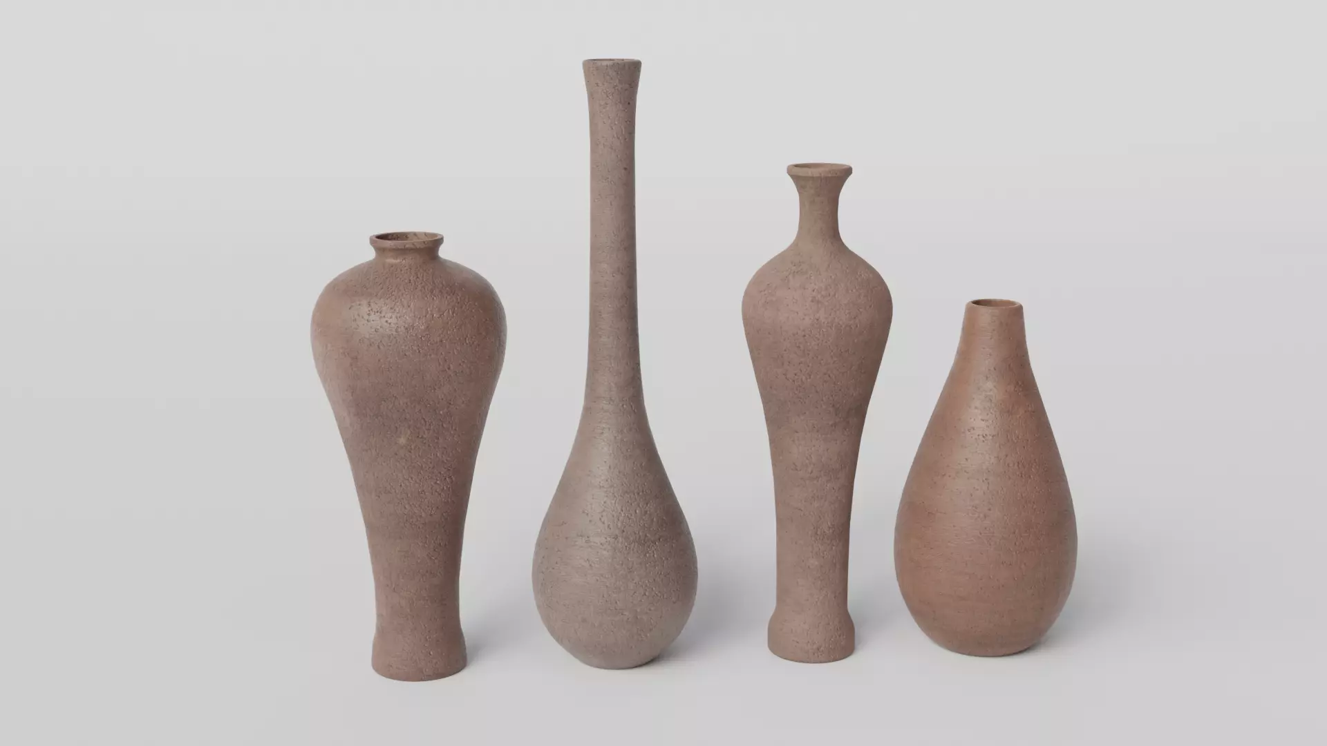 LowPoly Antique Vase Set 4K GameReady Asset Low-poly 3D model_0