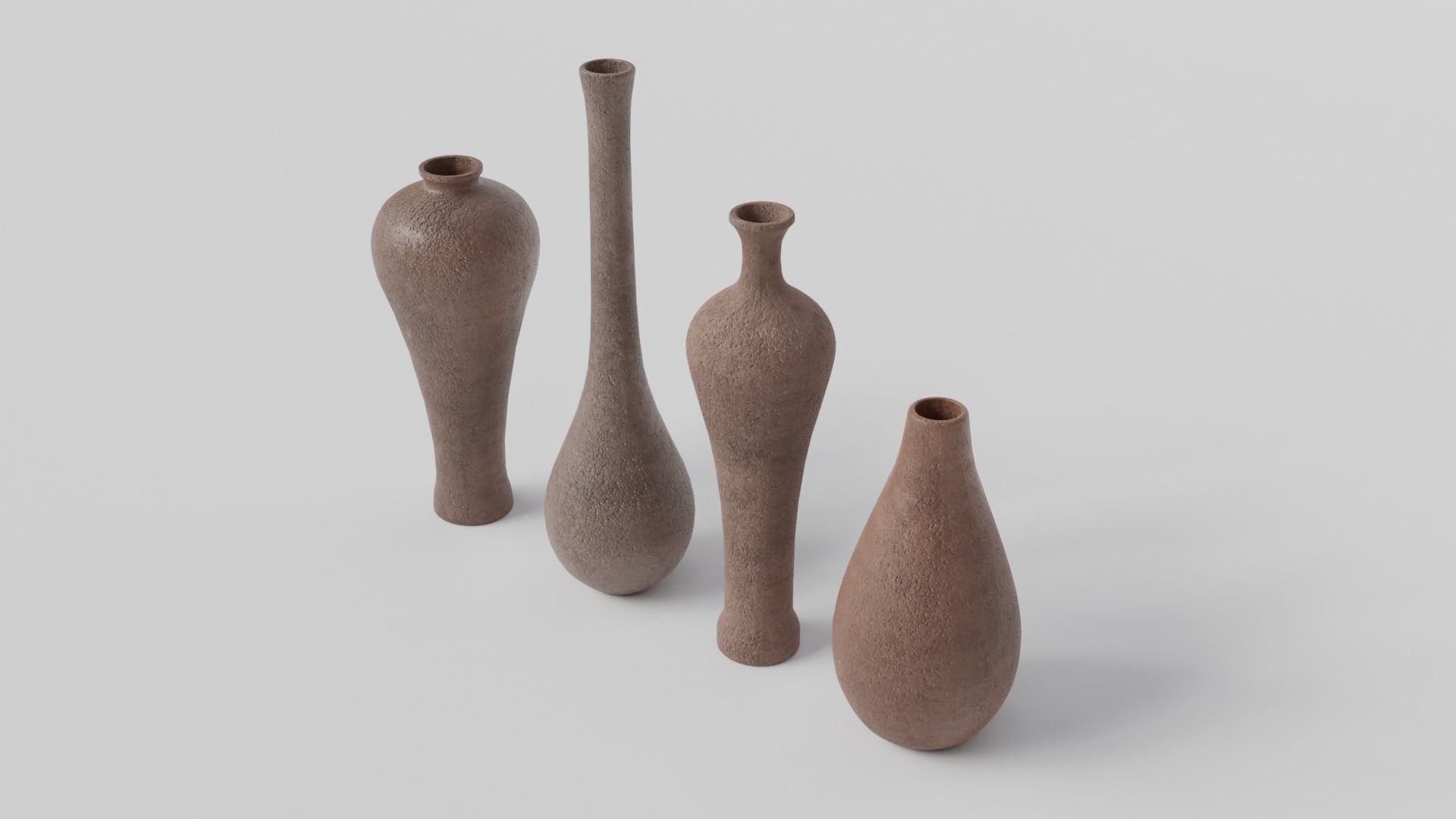 LowPoly Antique Vase Set 4K GameReady Asset Low-poly 3D model_1