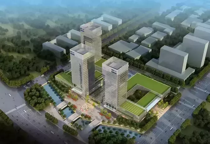 SU model of modern style railway office building building