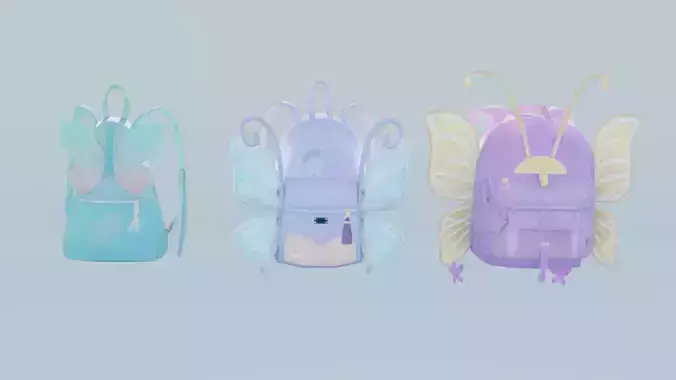 Bag 3x Butterfly Wings Backpack 3D model