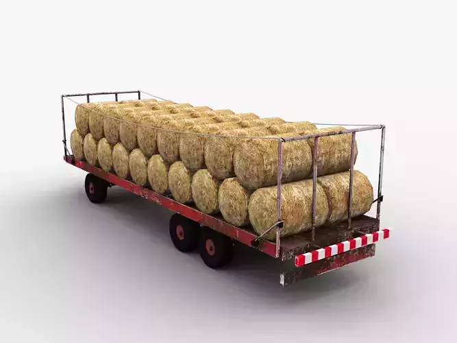 Bale Trailer Lowpoly Low-poly 3D model