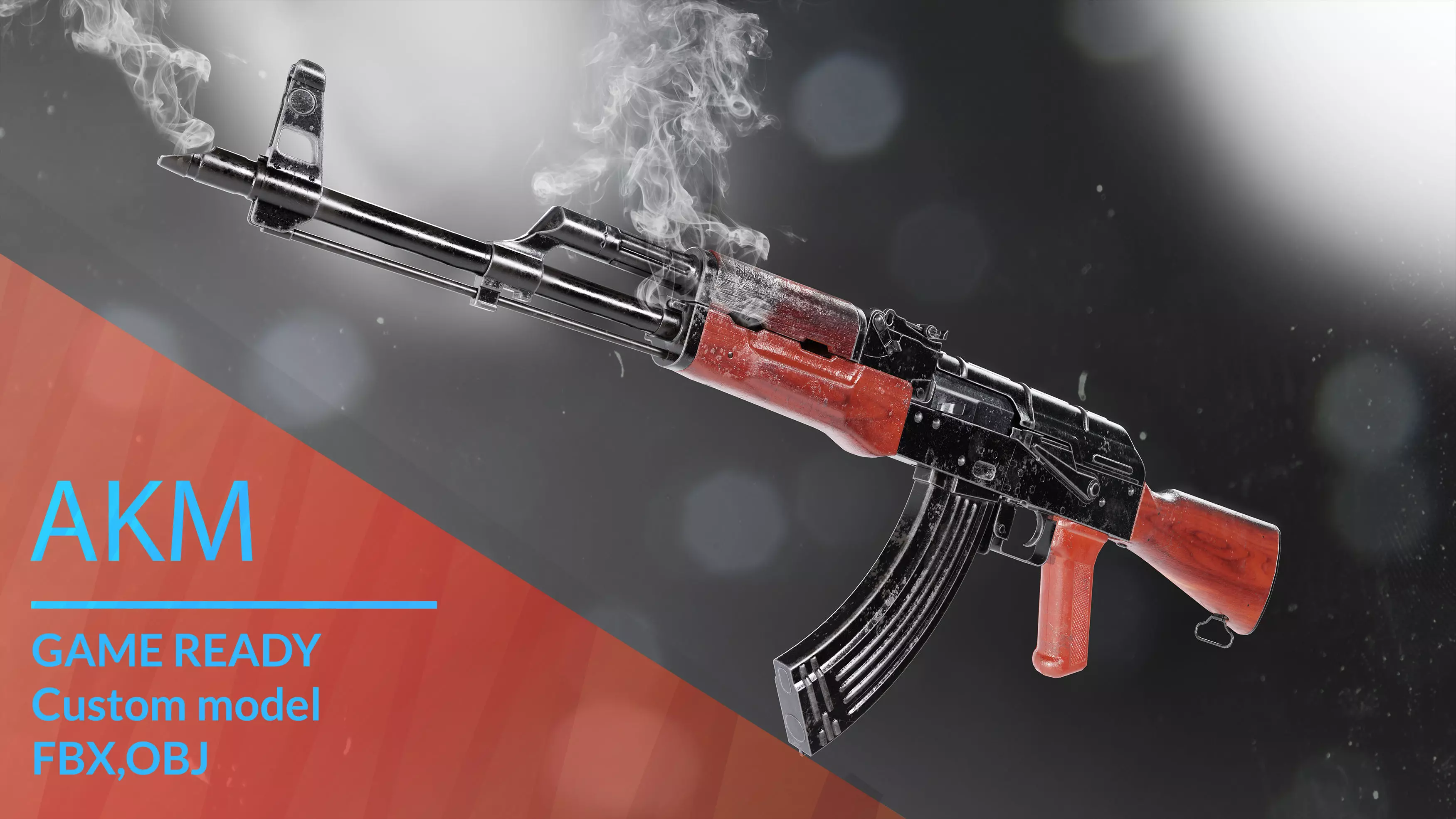 AKM USED Free low-poly 3D model