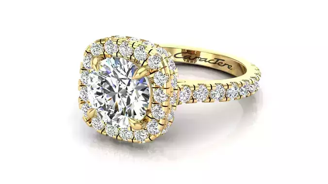 Custom Engagement Ring With Double Halo 3D print model