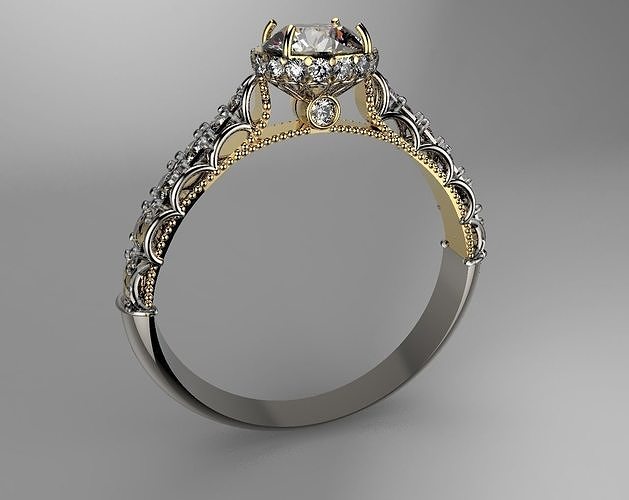 Gold Engagement Ring 3D print model