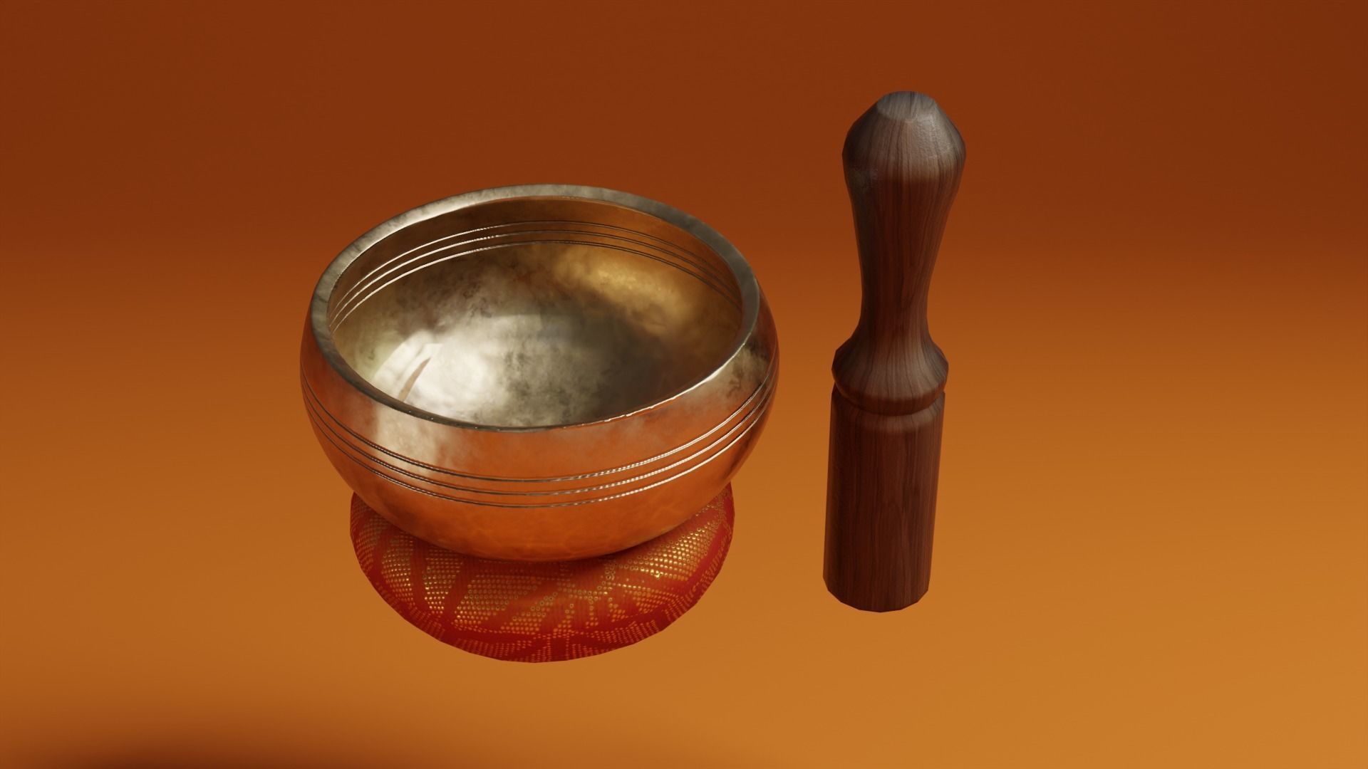 Singing Bowl Low-poly 3D model_4