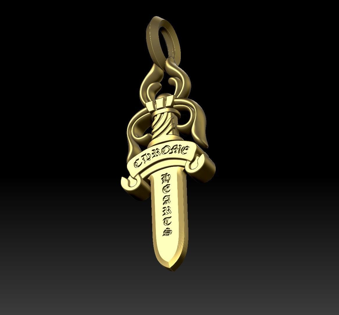 chrome heart pendant  3D print model_1