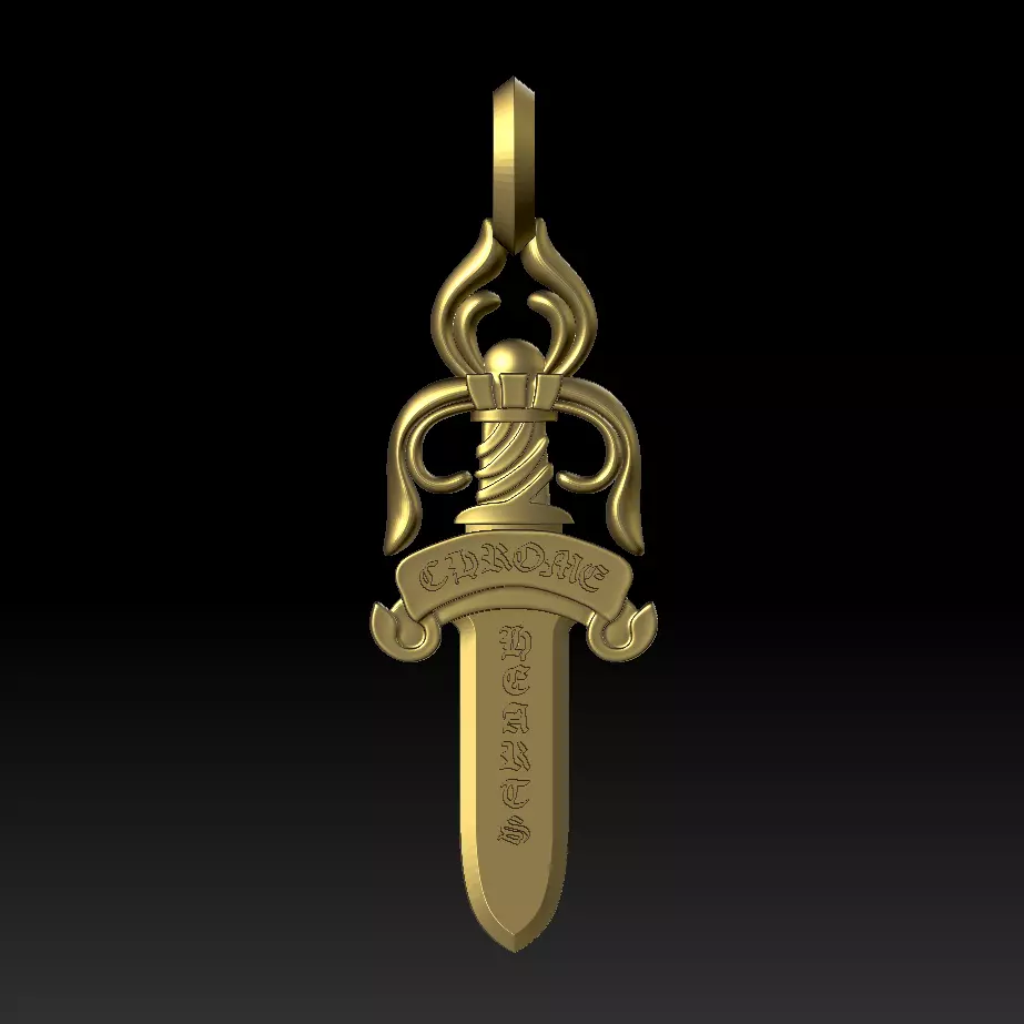 chrome heart pendant  3D print model_0