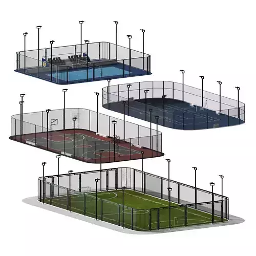 Football Basketball Volleyball Tennis Courts 3D