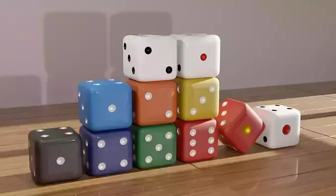 Game dices on the wooden floor