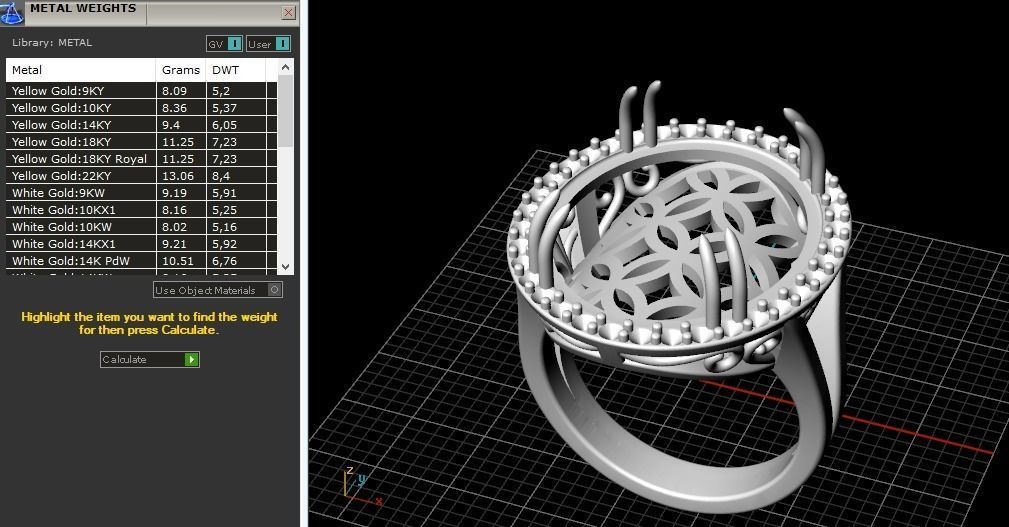 Ring with pearl stone N011657 3D print model_9
