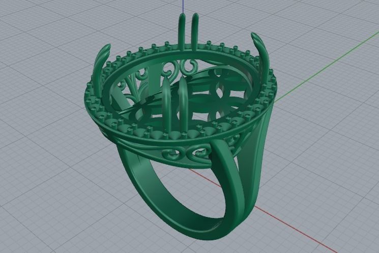 Ring with pearl stone N011657 3D print model_2