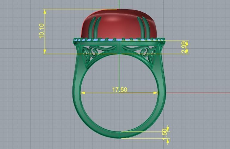 Ring with pearl stone N011657 3D print model_5