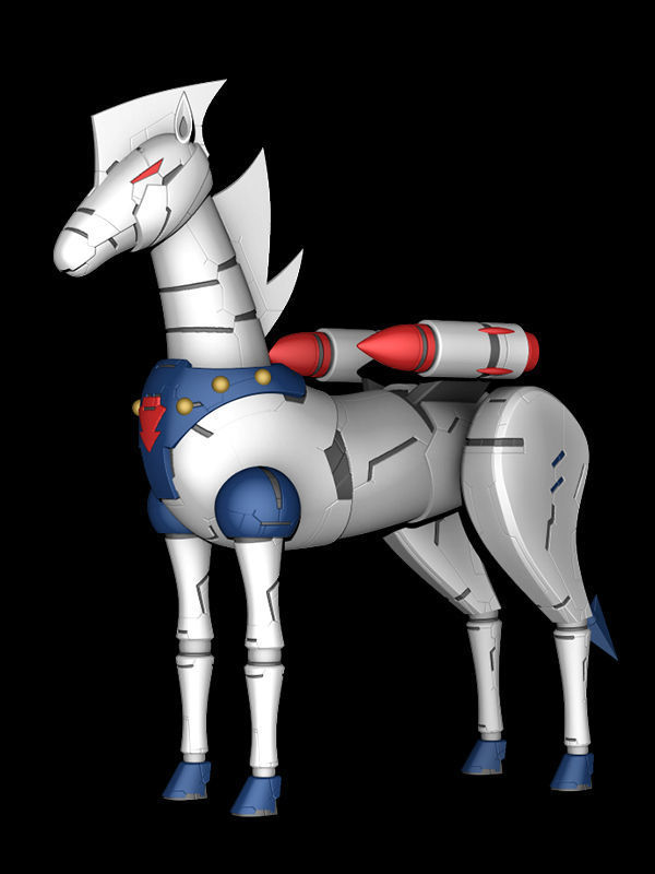 Steel Jeeg with horse and weapons 3D print model_5