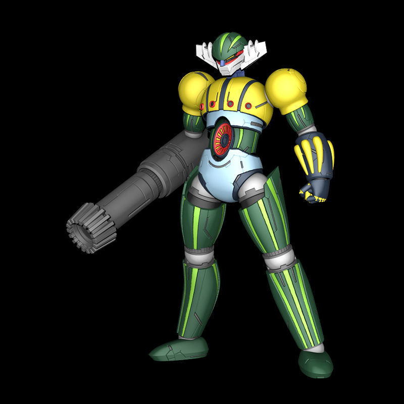 Steel Jeeg with horse and weapons 3D print model_2