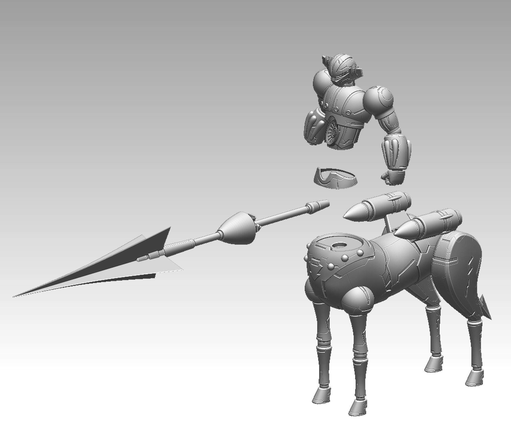 Steel Jeeg with horse and weapons 3D print model_13