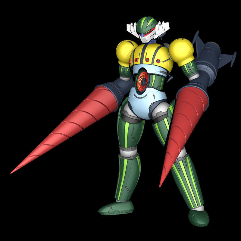 Steel Jeeg with horse and weapons 3D print model_3