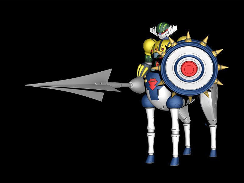 Steel Jeeg with horse and weapons 3D print model_6