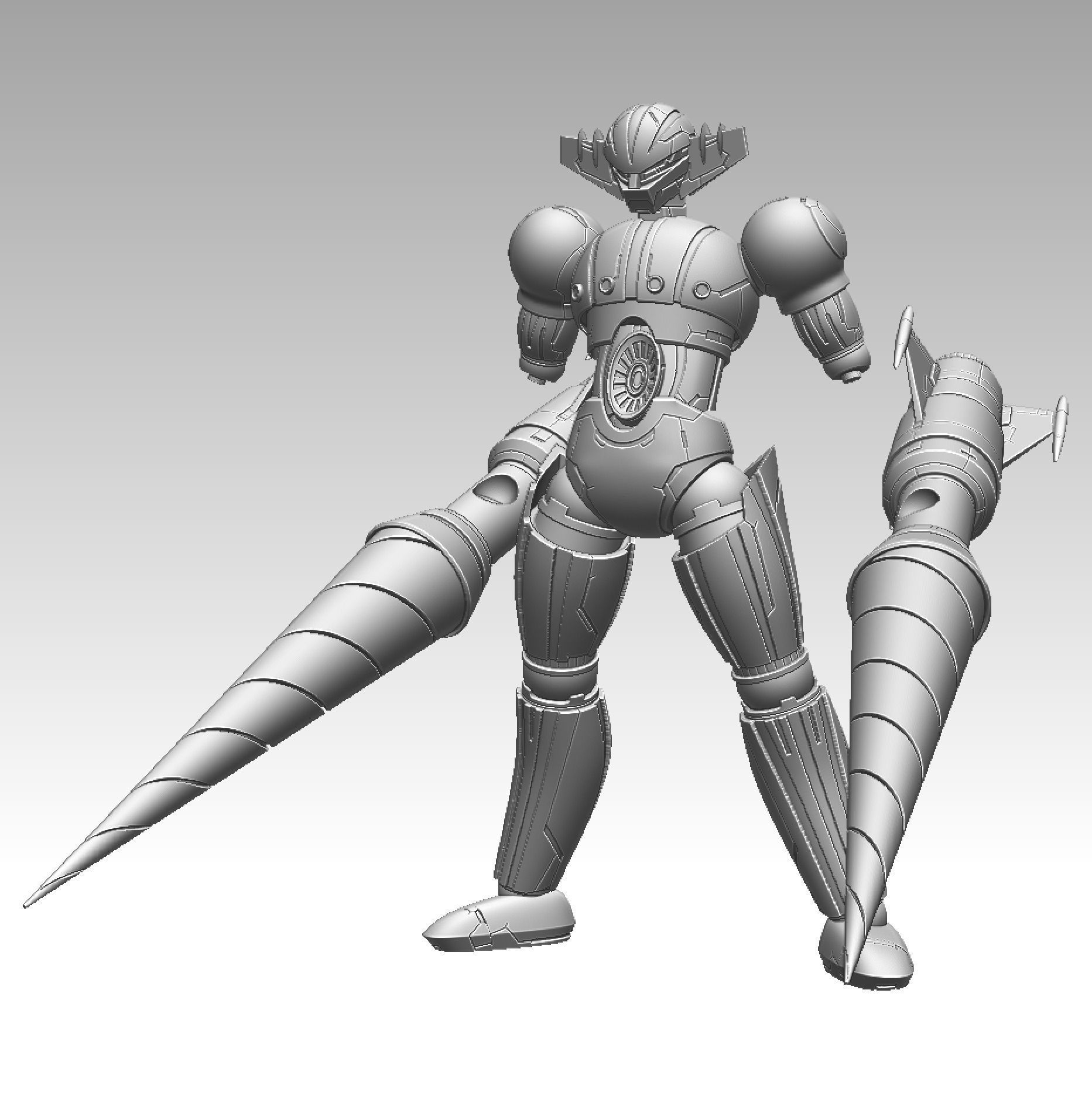 Steel Jeeg with horse and weapons 3D print model_10