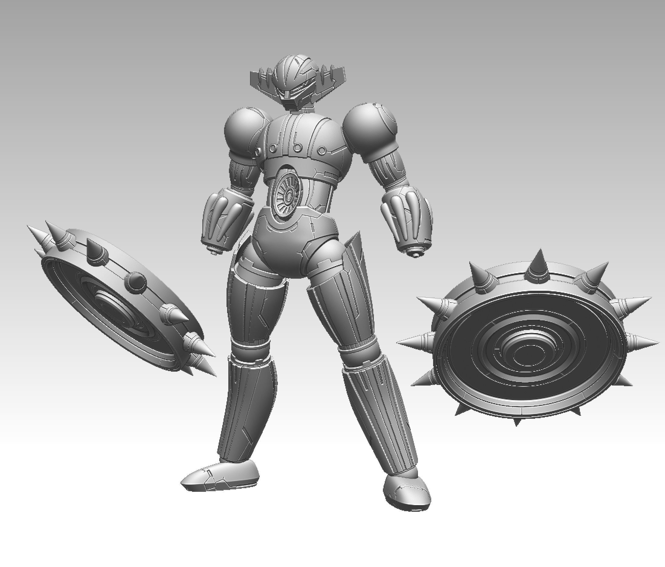 Steel Jeeg with horse and weapons 3D print model_11