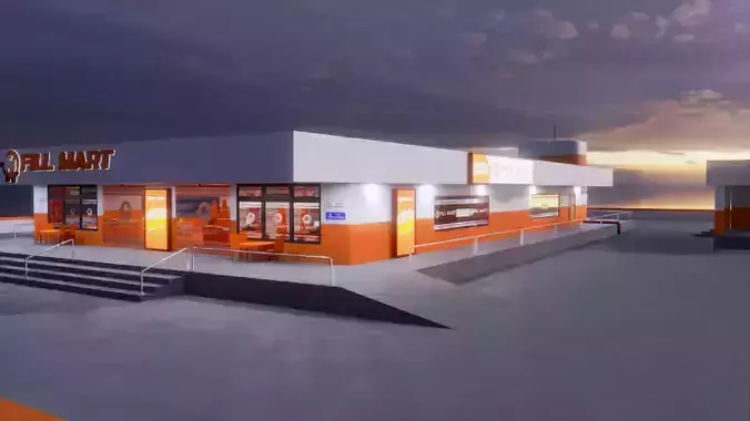 Supermarket Low-poly 3D model 3D model