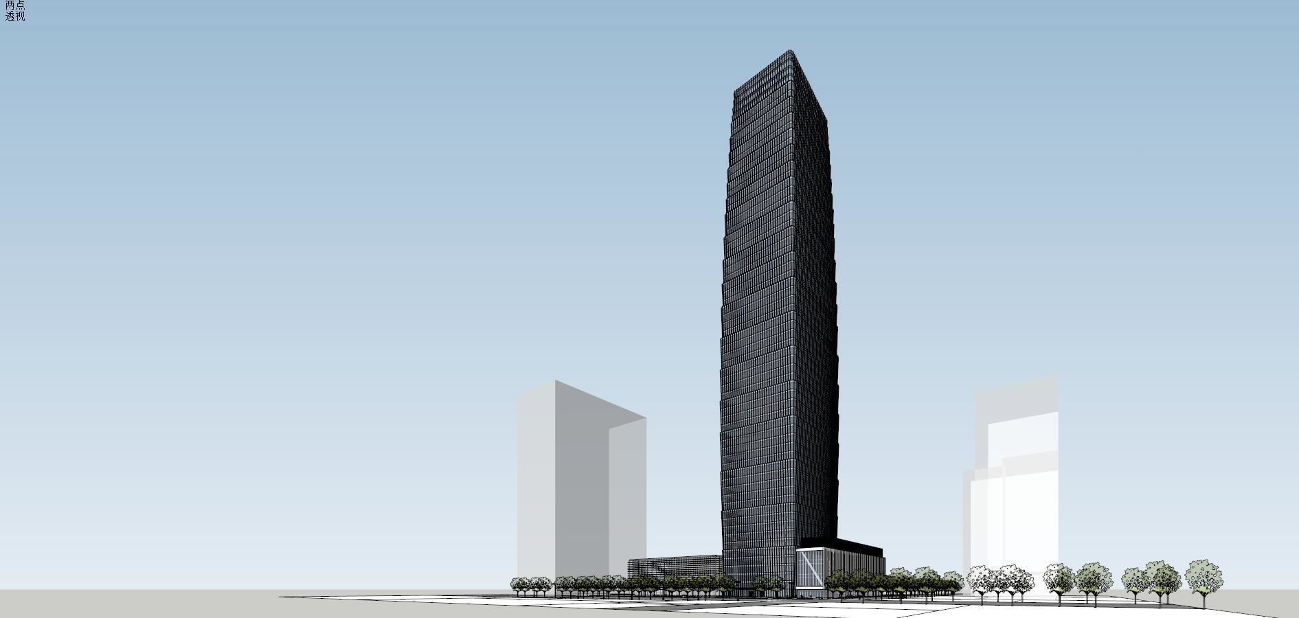SU model of the Guomao Phase III office building building 3D model_9