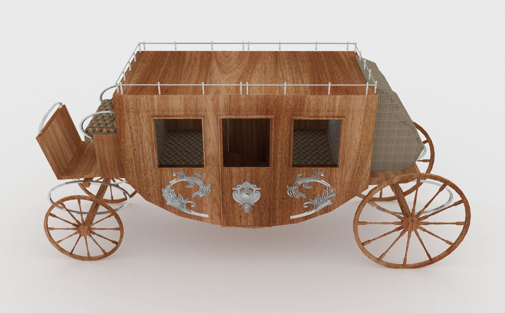 Western Wagon 4 3D model_3