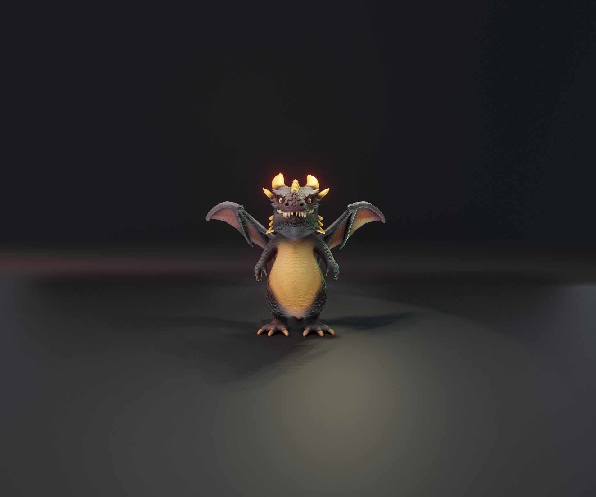 Cartoon Black Dragon Animated 3D Model Low-poly 3D model_16