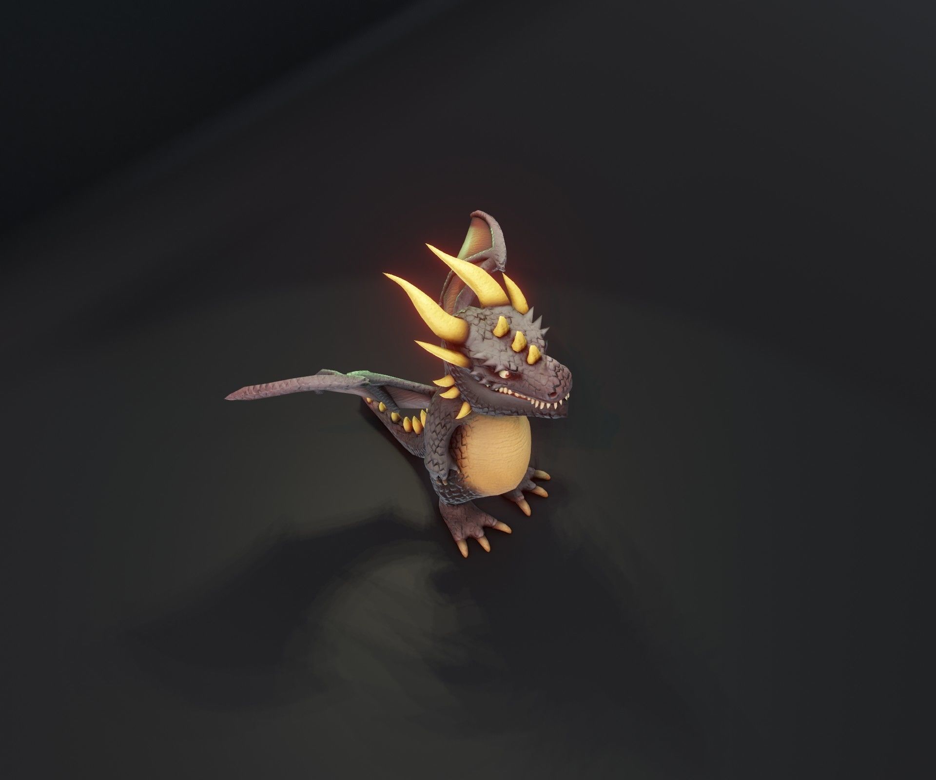 Cartoon Black Dragon Animated 3D Model Low-poly 3D model_20