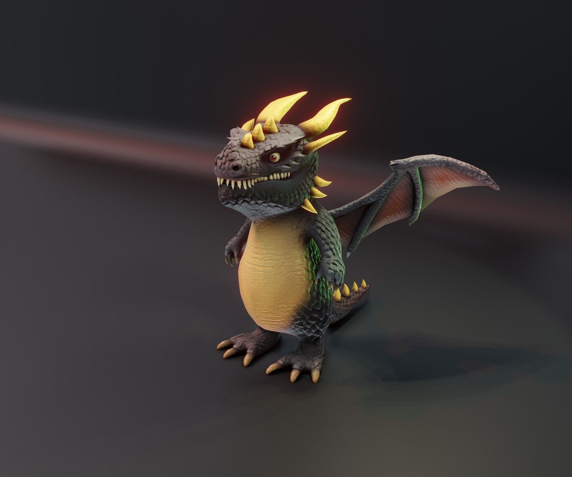 Cartoon Black Dragon Animated 3D Model Low-poly 3D model_10