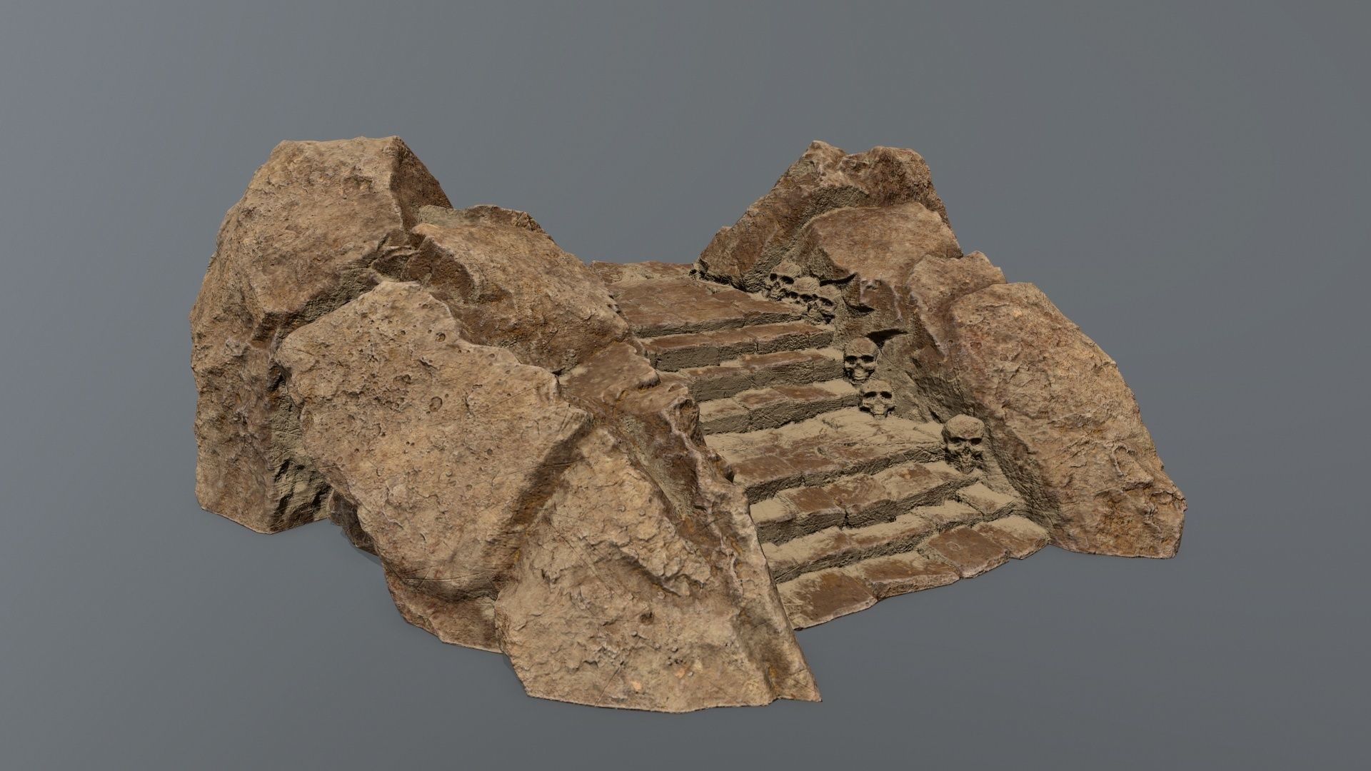 Ruin Stairs Low-poly 3D model_12