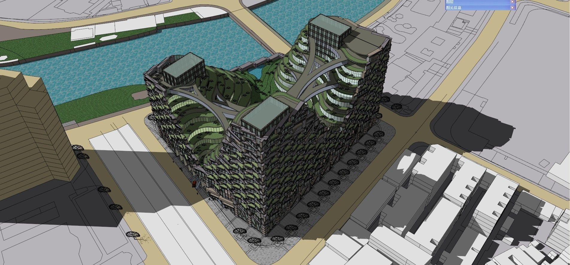 SU model of high-density green integrated office building 3D model_3