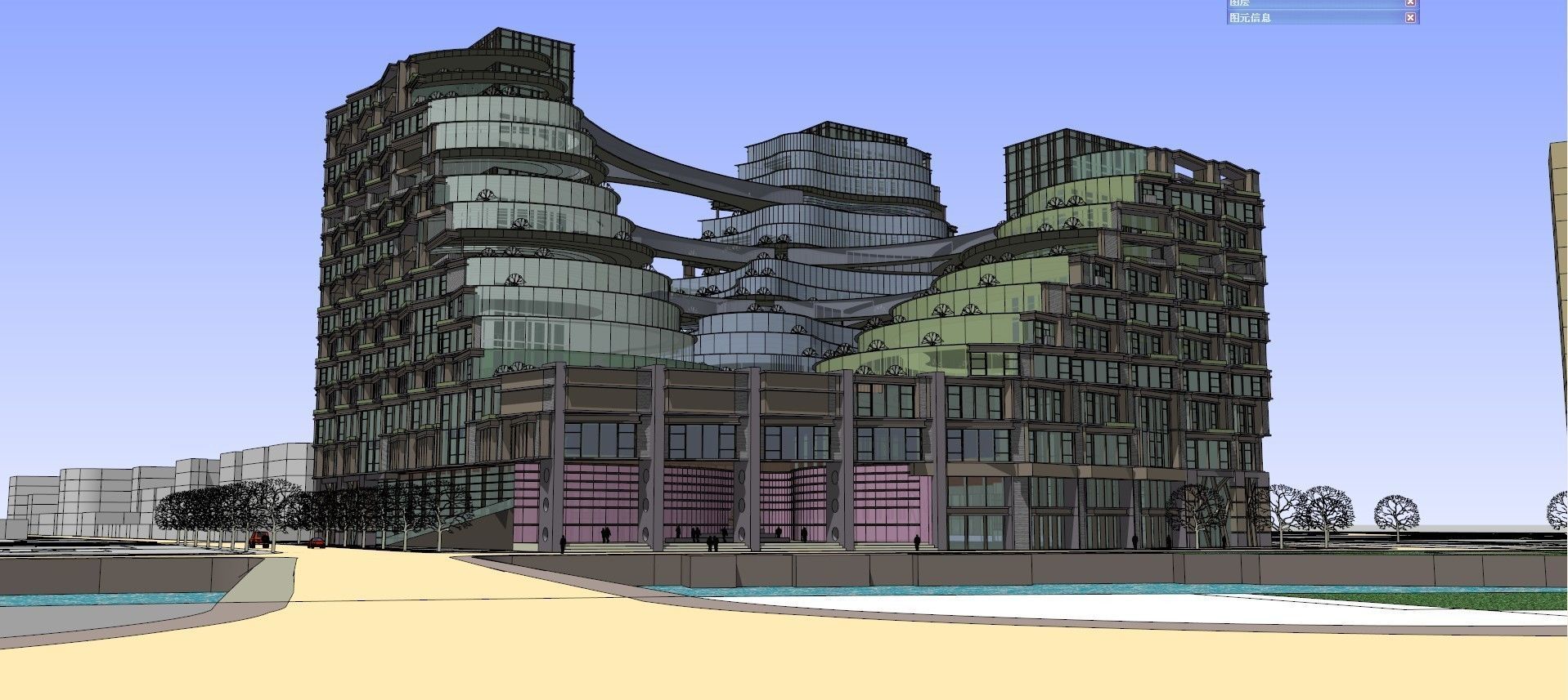 SU model of high-density green integrated office building 3D model_1