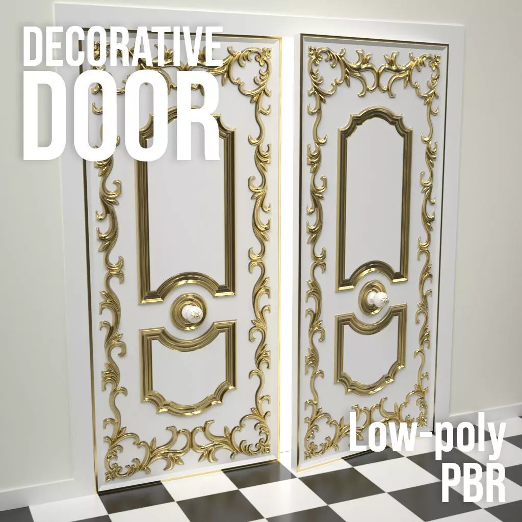 Decorative Door 01 Low-poly 3D model_0