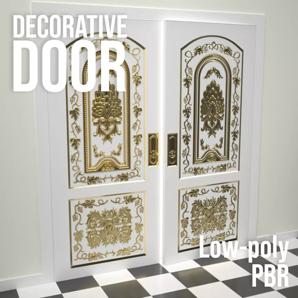 Decorative Door 02 Low-poly 3D model_0