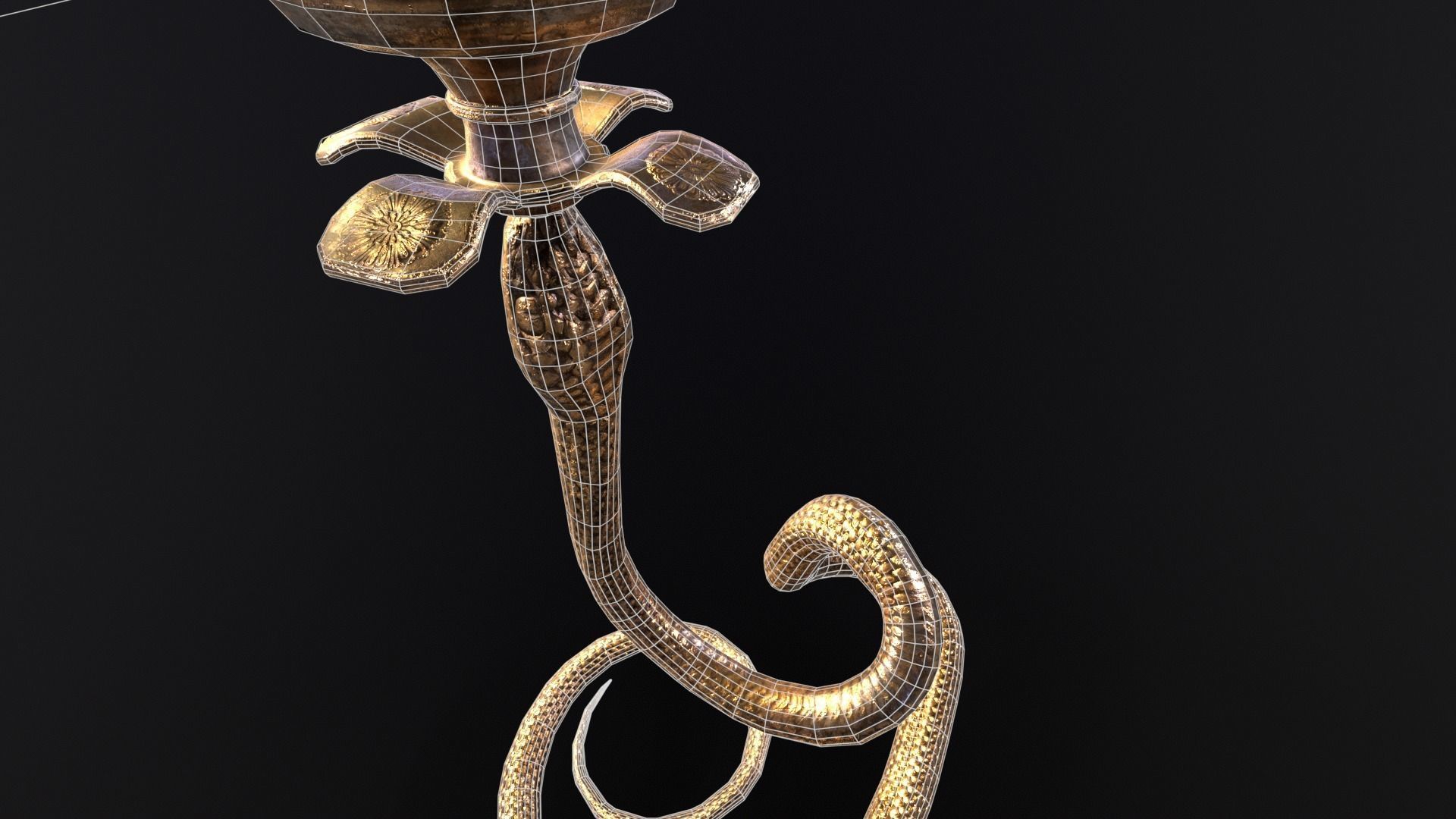 Snake King Candleholder Low-poly 3D model_17