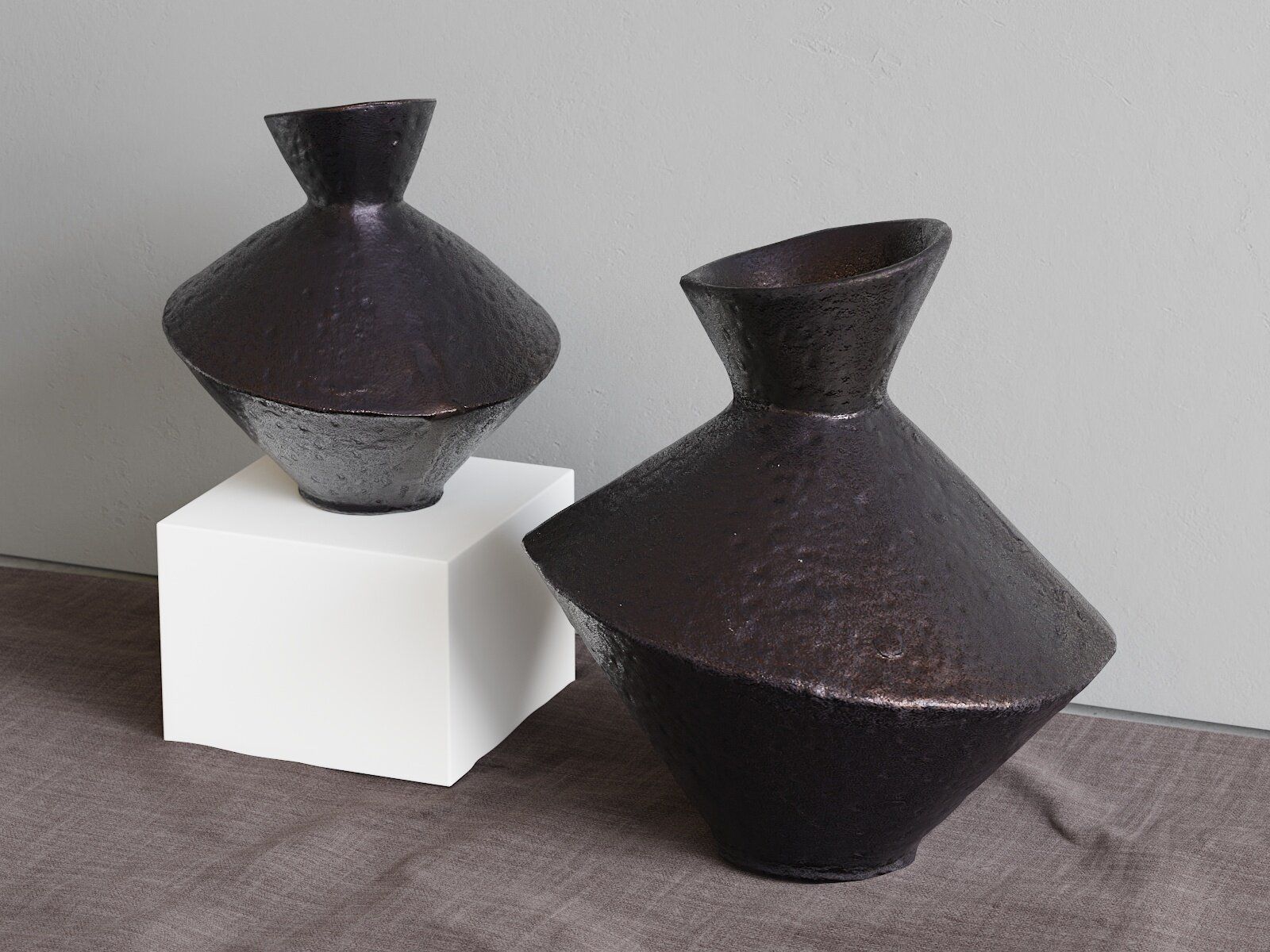 Dark Metal Vases 3D model_2