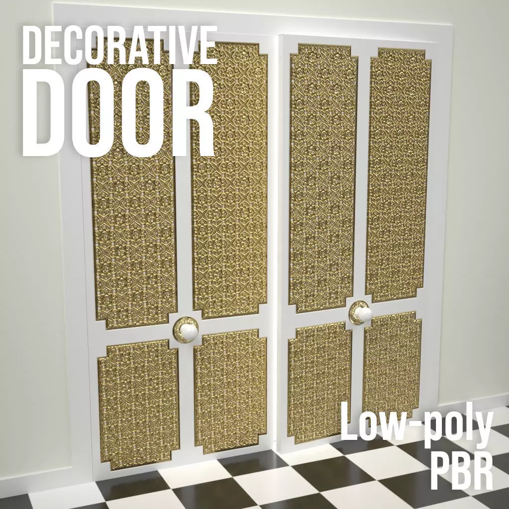 Decorative Door 04 Low-poly 3D model_0