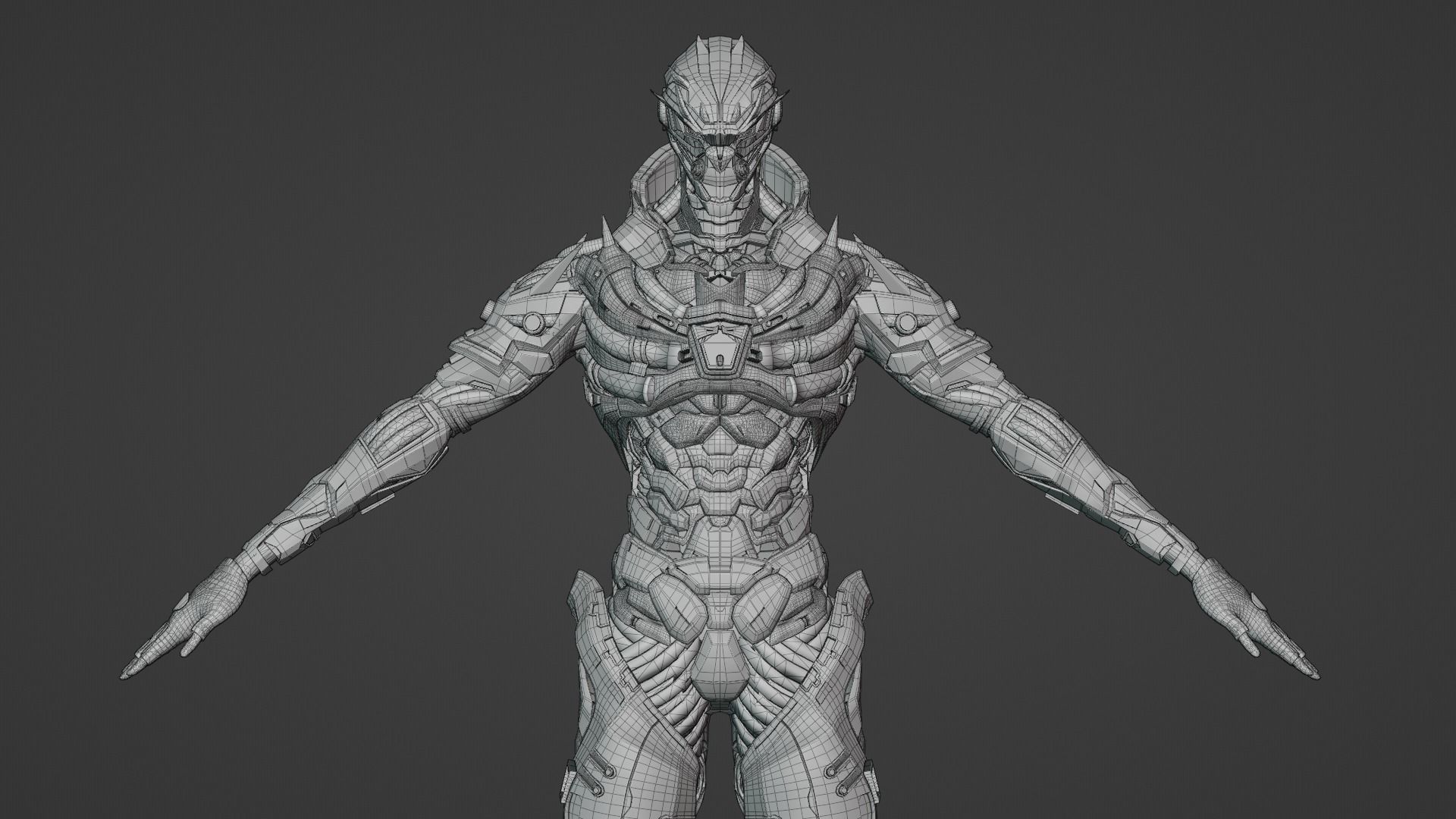 Cyberpunk Combat Armor Character Low-poly 3D model_15