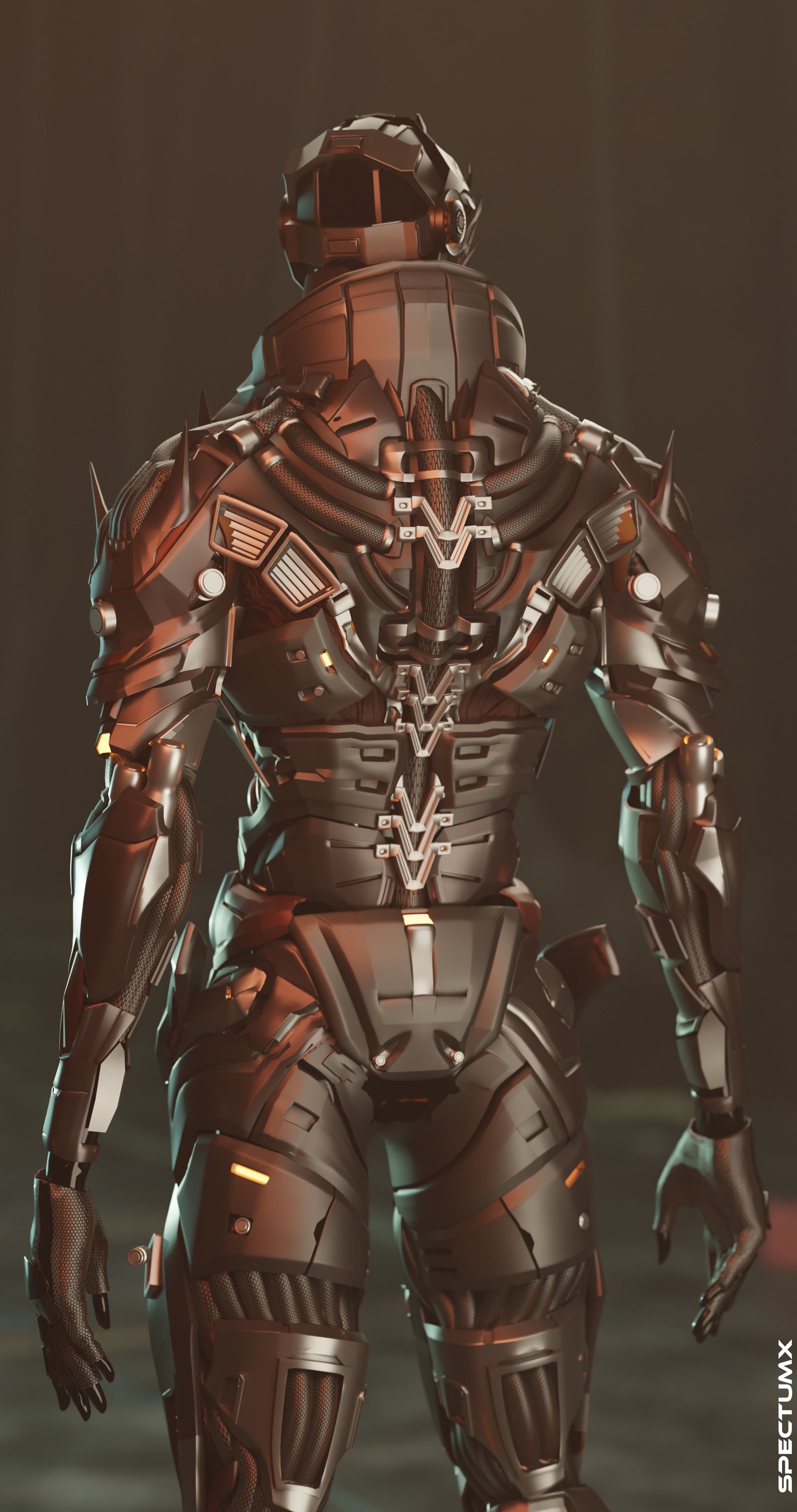 Cyberpunk Combat Armor Character Low-poly 3D model_5