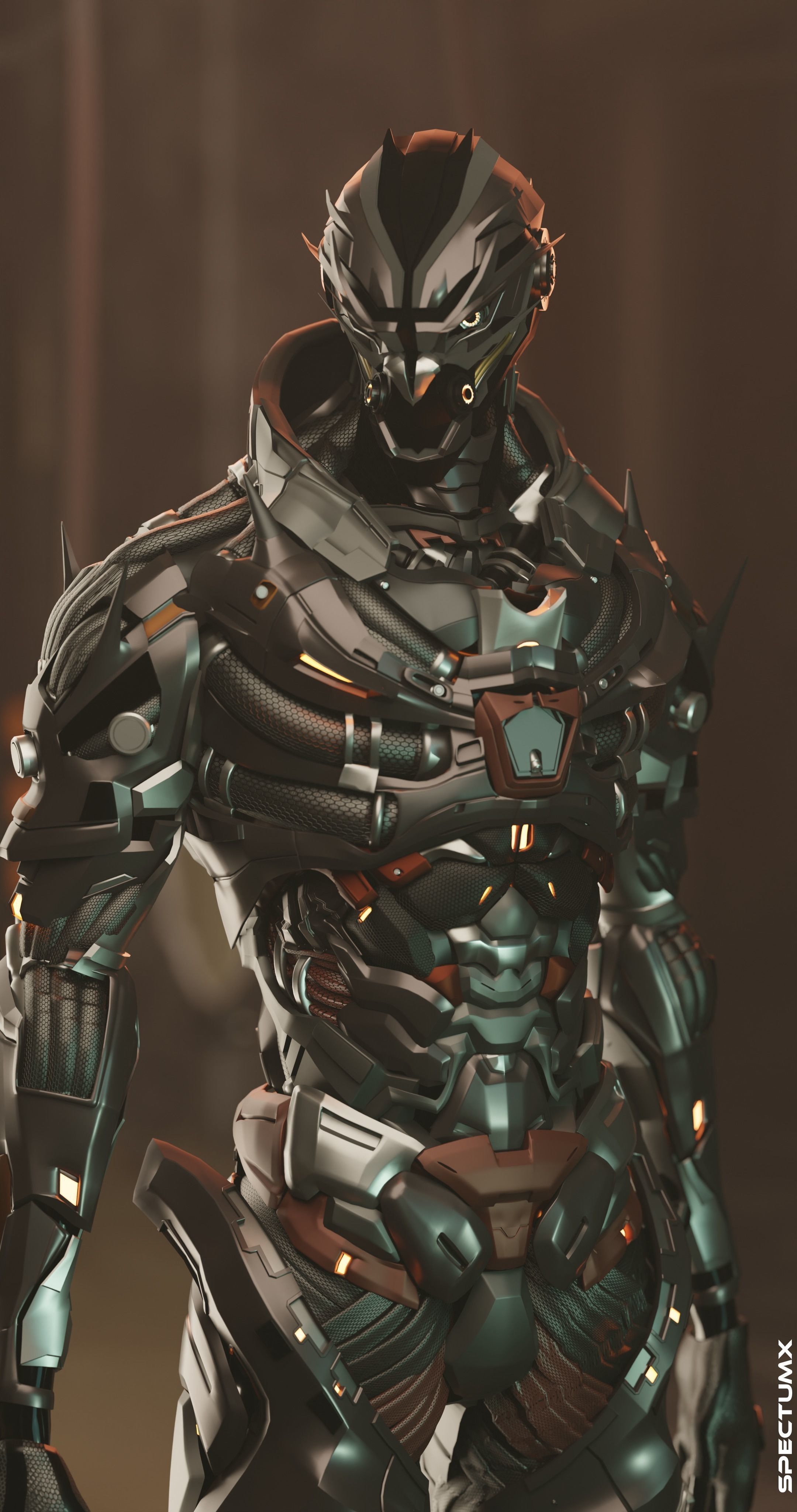 Cyberpunk Combat Armor Character Low-poly 3D model_6