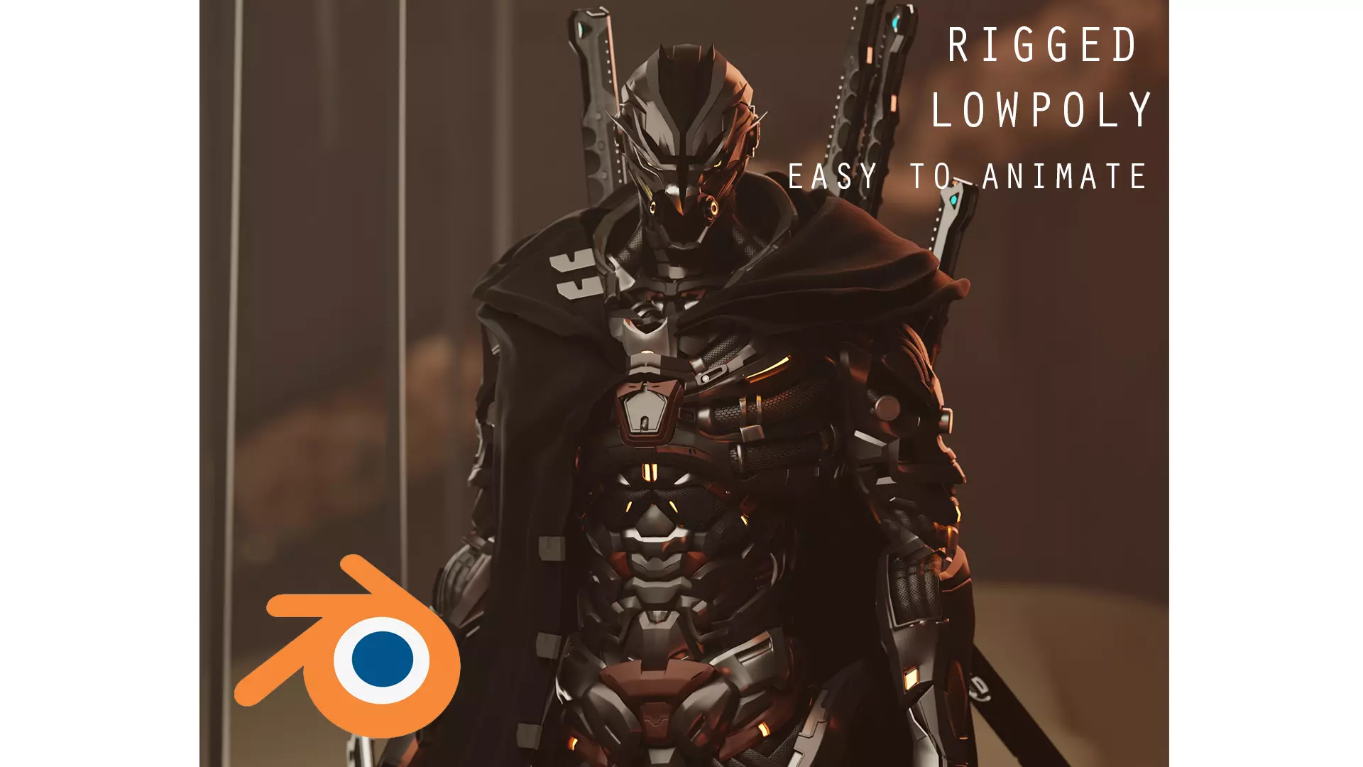 Cyberpunk Combat Armor Character Low-poly 3D model_0