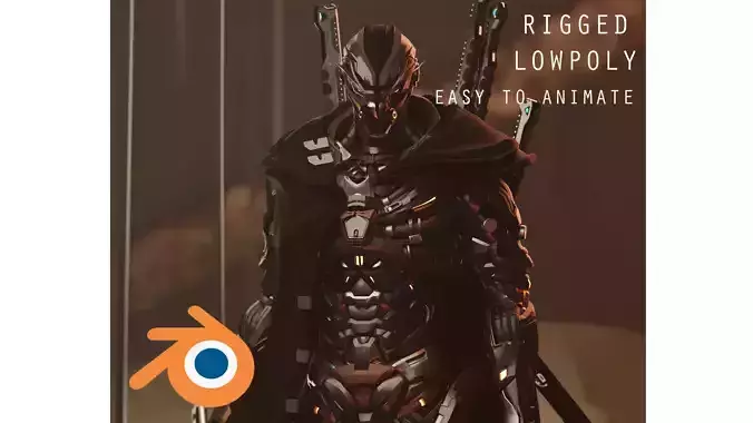 Cyberpunk Combat Armor Character Low-poly 3D model