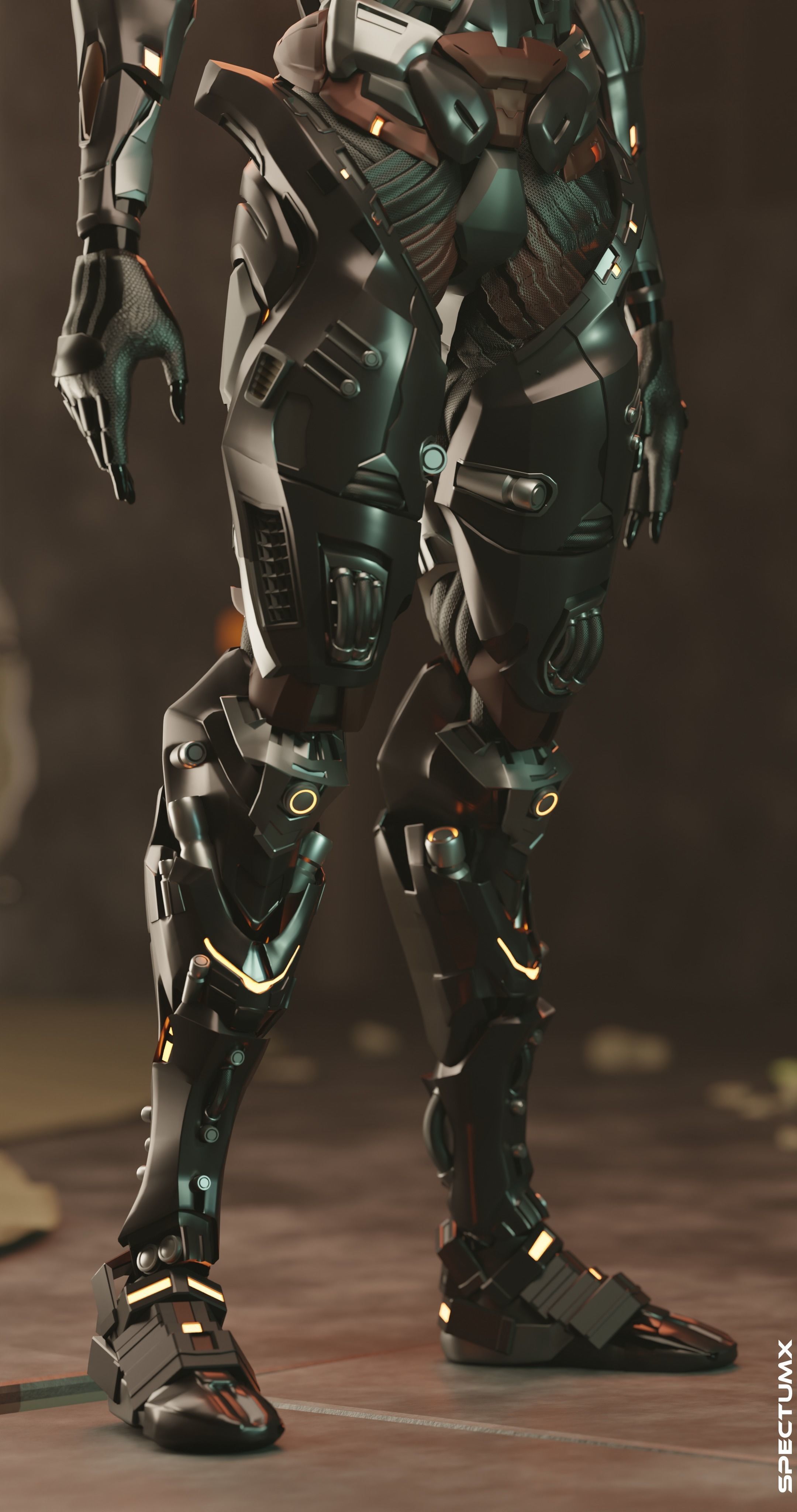 Cyberpunk Combat Armor Character Low-poly 3D model_8