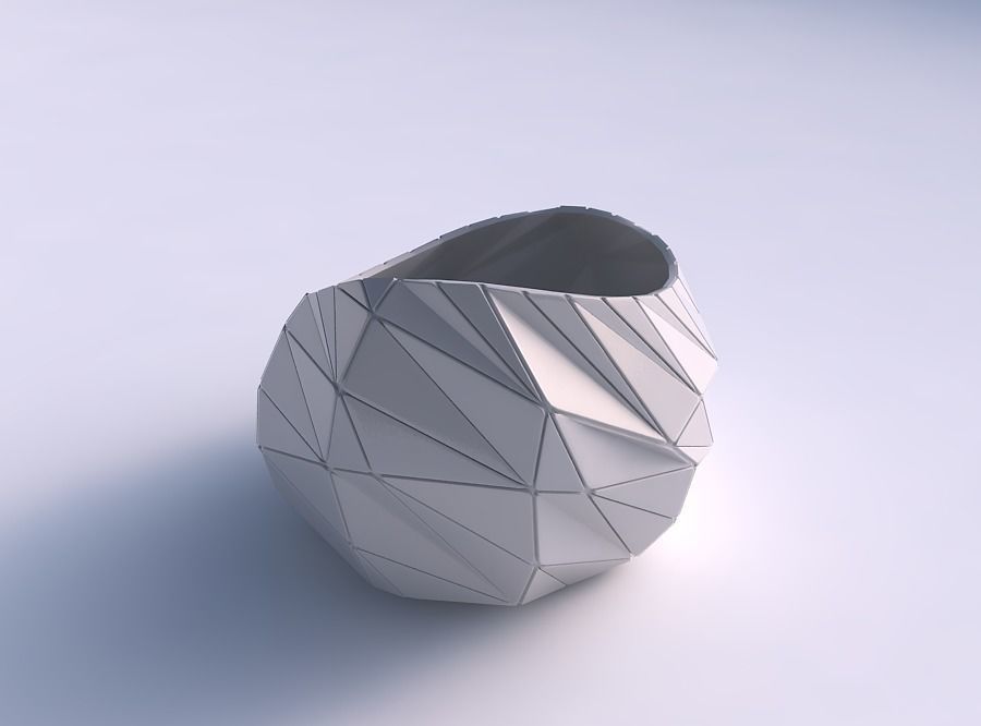 Bowl skewed with random triangle plates 2 3D print model_0