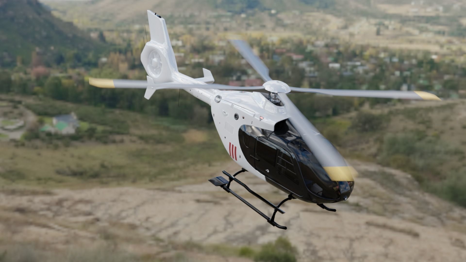 Eurocopter ec-135 with interior Low-poly 3D model_1