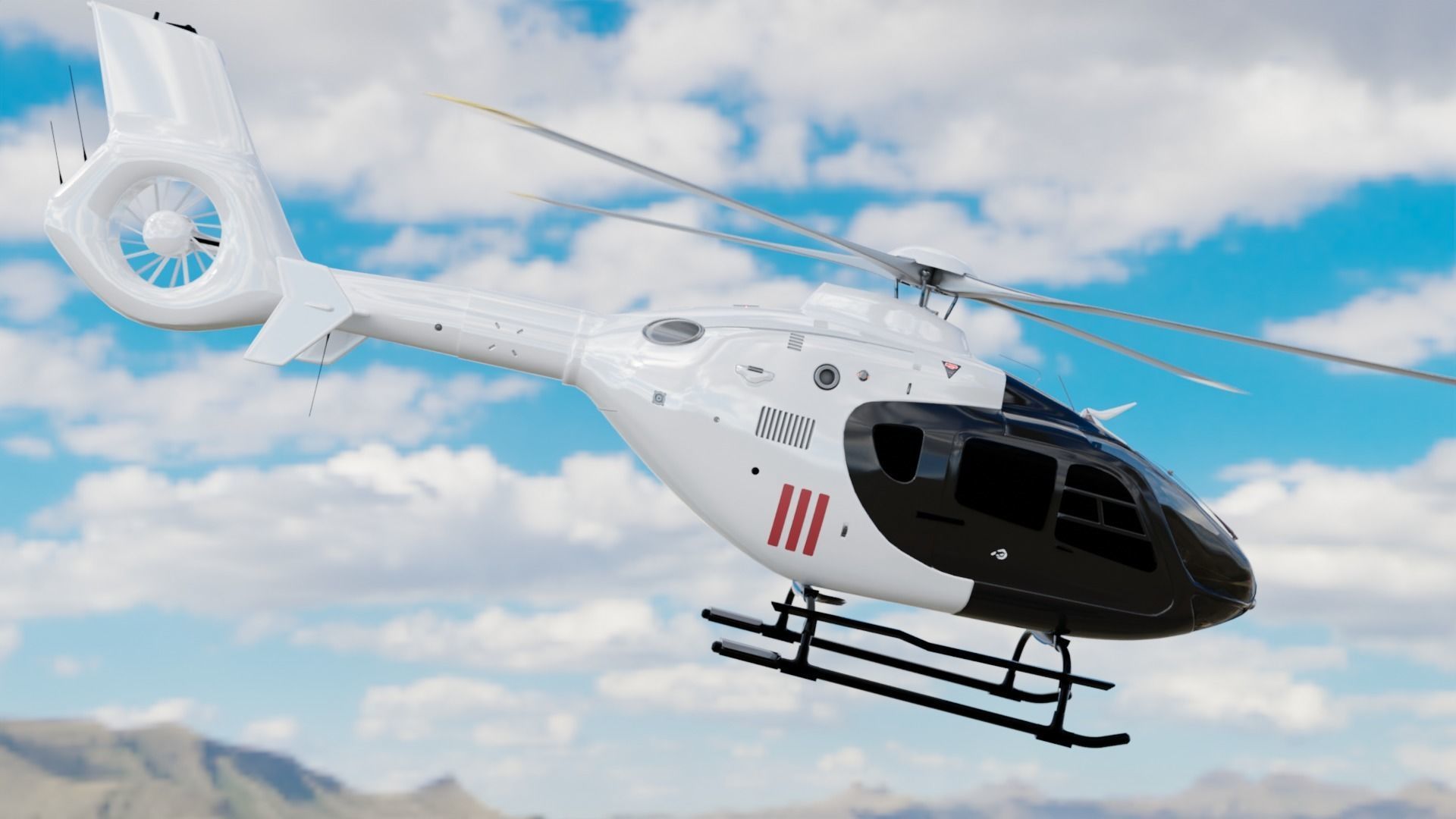 Eurocopter ec-135 with interior Low-poly 3D model_5