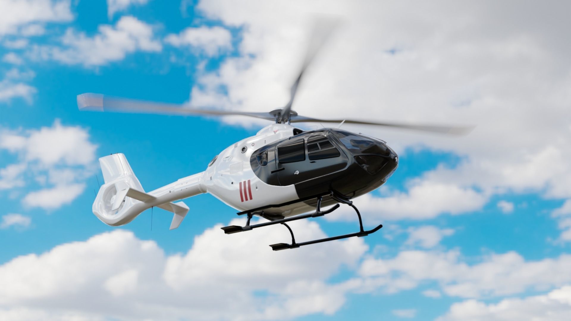 Eurocopter ec-135 with interior Low-poly 3D model_4